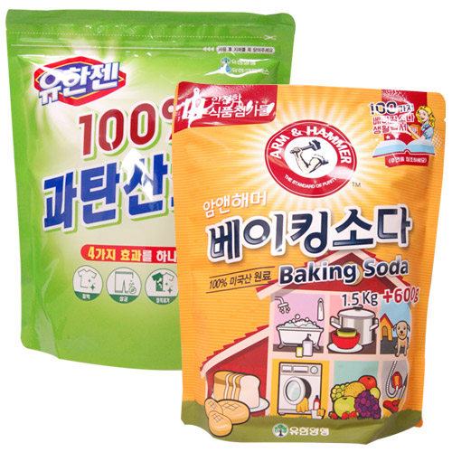 유한젠 과탄산소다 2kg+암앤해머 베이킹소다 1.5kg+600g, 1세트 19,420원