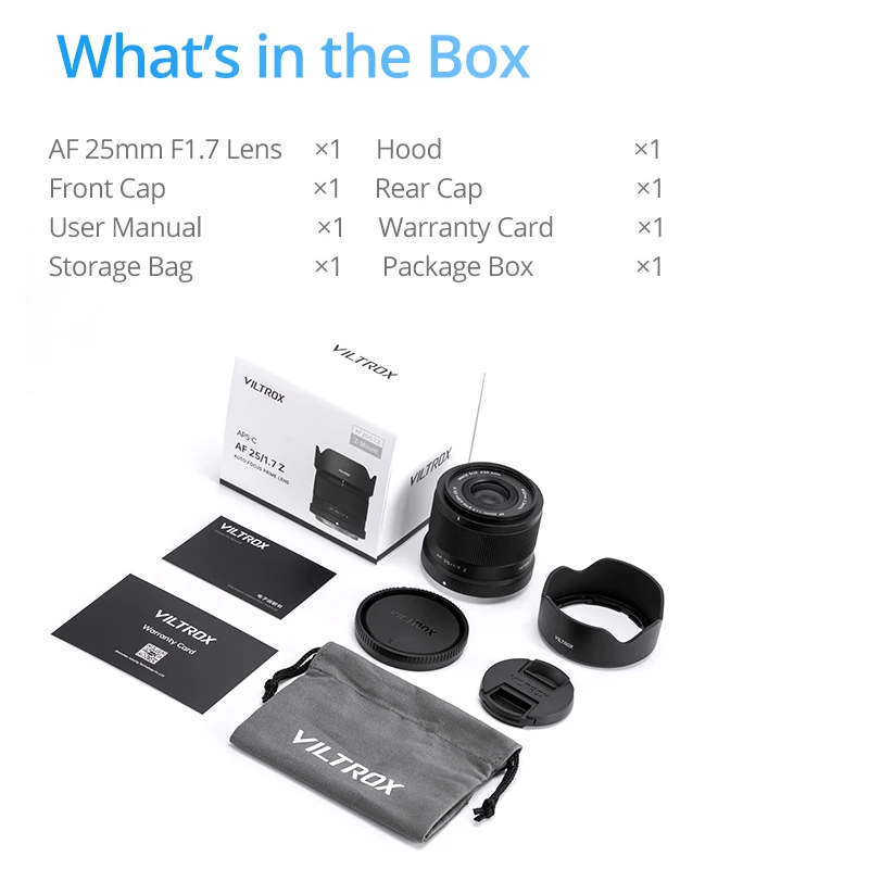 새로운 Viltrox 25mm F1.7 에어 자동 초점 APS-C 단렌즈 (후지 xm5 X-T5 II 니콘 Z 마운트 zve10 a7iv 용) 288,600원