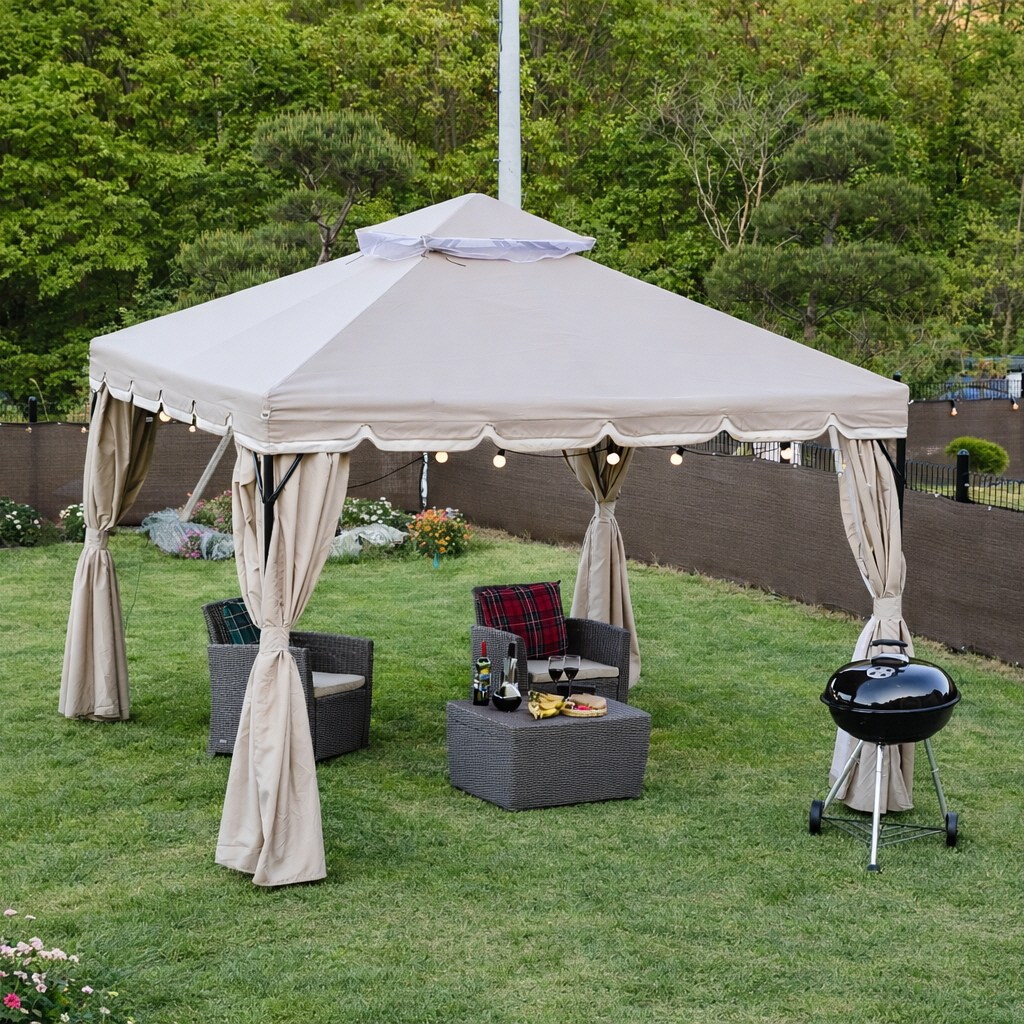 오드 가제보 몽골텐트 캐노피 대형천막 캠핑 장박 테라스, 아이보리 268,000원