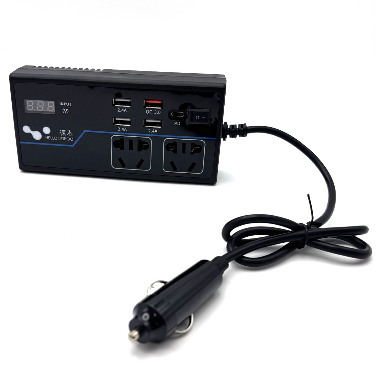 Helloleiboo 200W 차량용 인버터, QC 초고속 USB-C 멀티 충전 포트 및 QC 고속 충전 차량용 충전기, 1개 23,900원