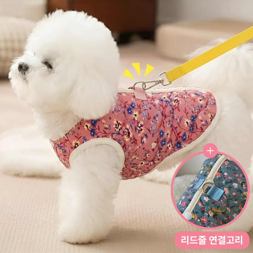 리브넬 꽃무늬 강아지 조끼 레트로 누빔 8,250원