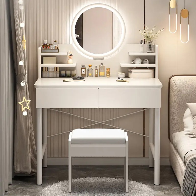 Sonipure 화장대 다용도 수납 +화장 거울 침실 스탠드 소형 화장대, 화이트 (LED 포함) 69,800원
