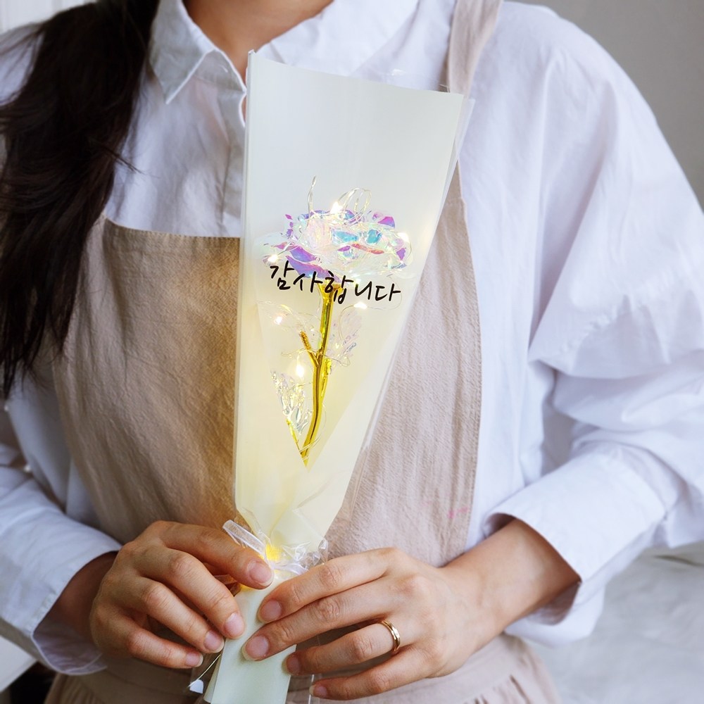 라알레그리아 조화 LED 홀로그램 장미 한송이 꽃다발, 감사합니다, 2개, 현재가 15,400원
