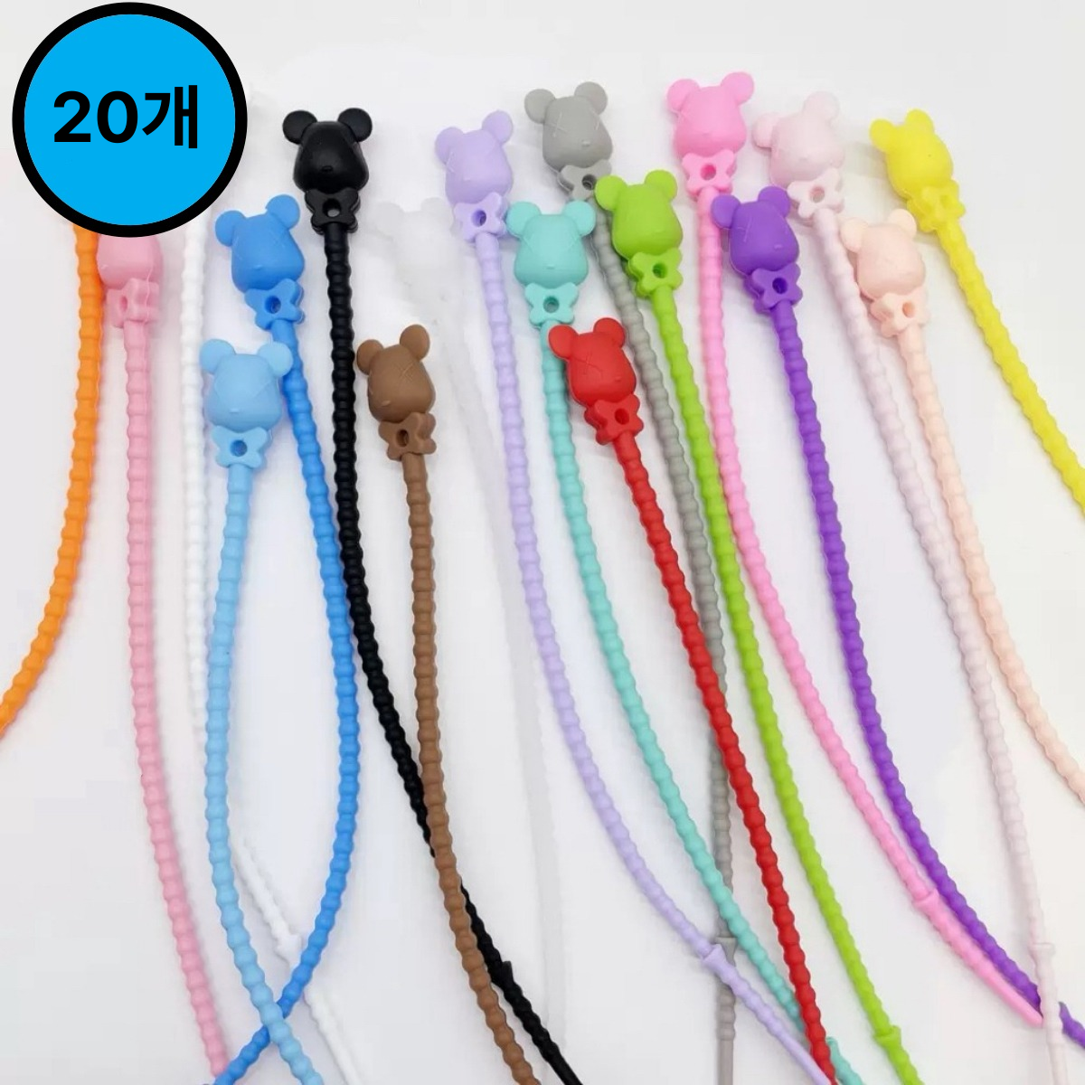 비즈정원 곰돌이실리콘타이 케이블타이 키링부자재 20P 6,980원