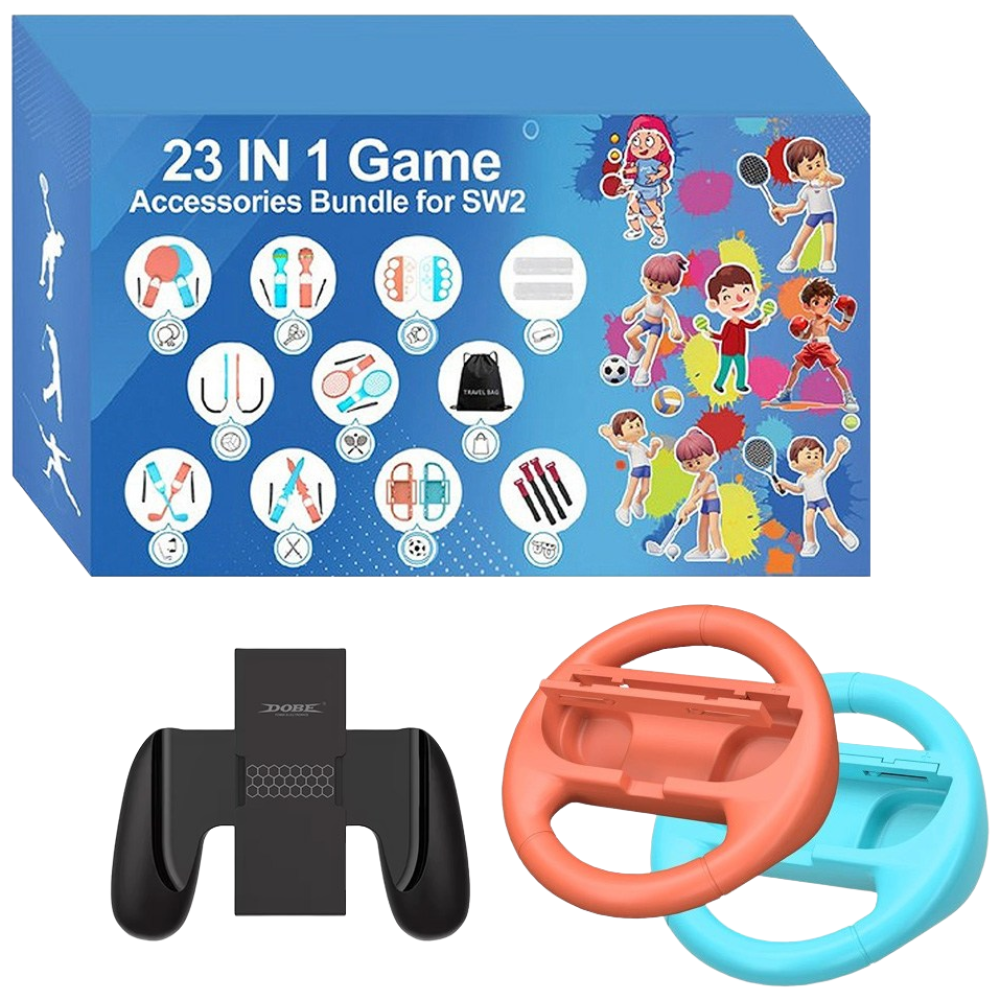 닌텐도 스위치2 스포츠 올인원 키트 23 in 1 악세사리 패밀리세트+레이싱핸들+조이콘 컨트롤러 그립 /ED, 1개 39,900원