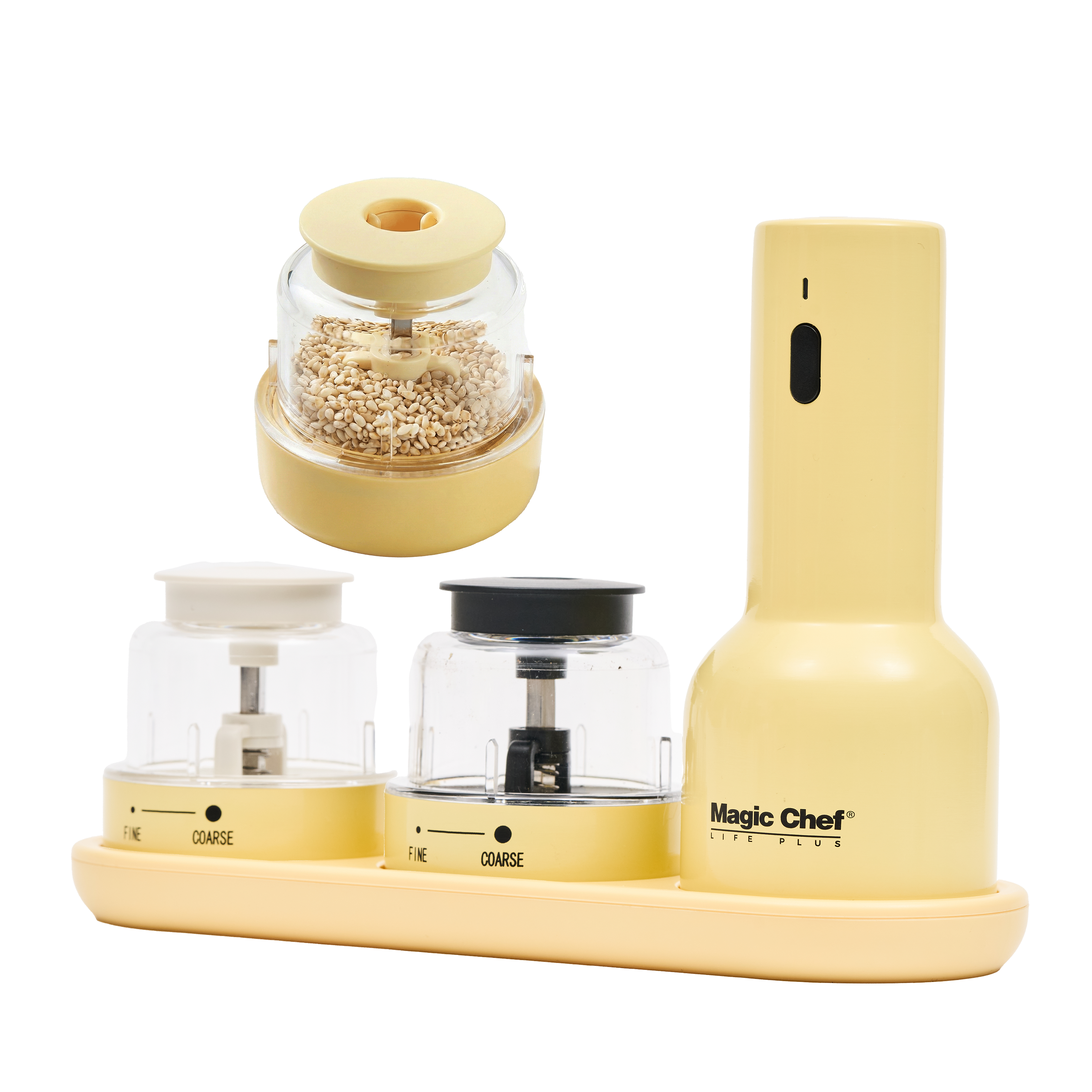 매직쉐프 전동 깨 소금 후추 통후추 그라인더 충전식 (본체+기본 팟2P+깨 팟1P+트레이) 3in1, 50ml, 버터 옐로우 82,600원