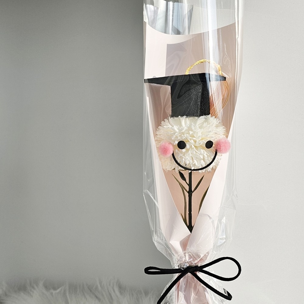 [플라담] 졸업식 학사모 비누 꽃 한송이 꽃다발, 1개, 학사모 한 송이 꽃다발 10,900원