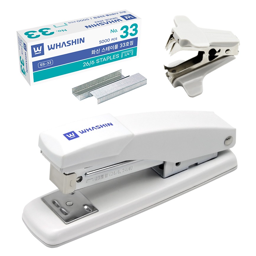 화신 133K 스테이플러 + 33호침 5000p + 제침기 세트, 화이트(스테이플러), 1세트 11,500원