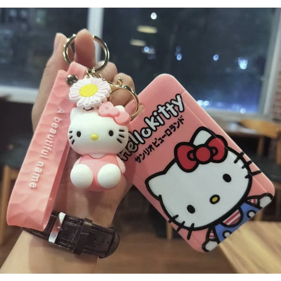 산리오 [카드수납+캐릭터 키링] 가방고리 열쇠고리 키홀더, 1개, 핑크 헬로키티 10,600원