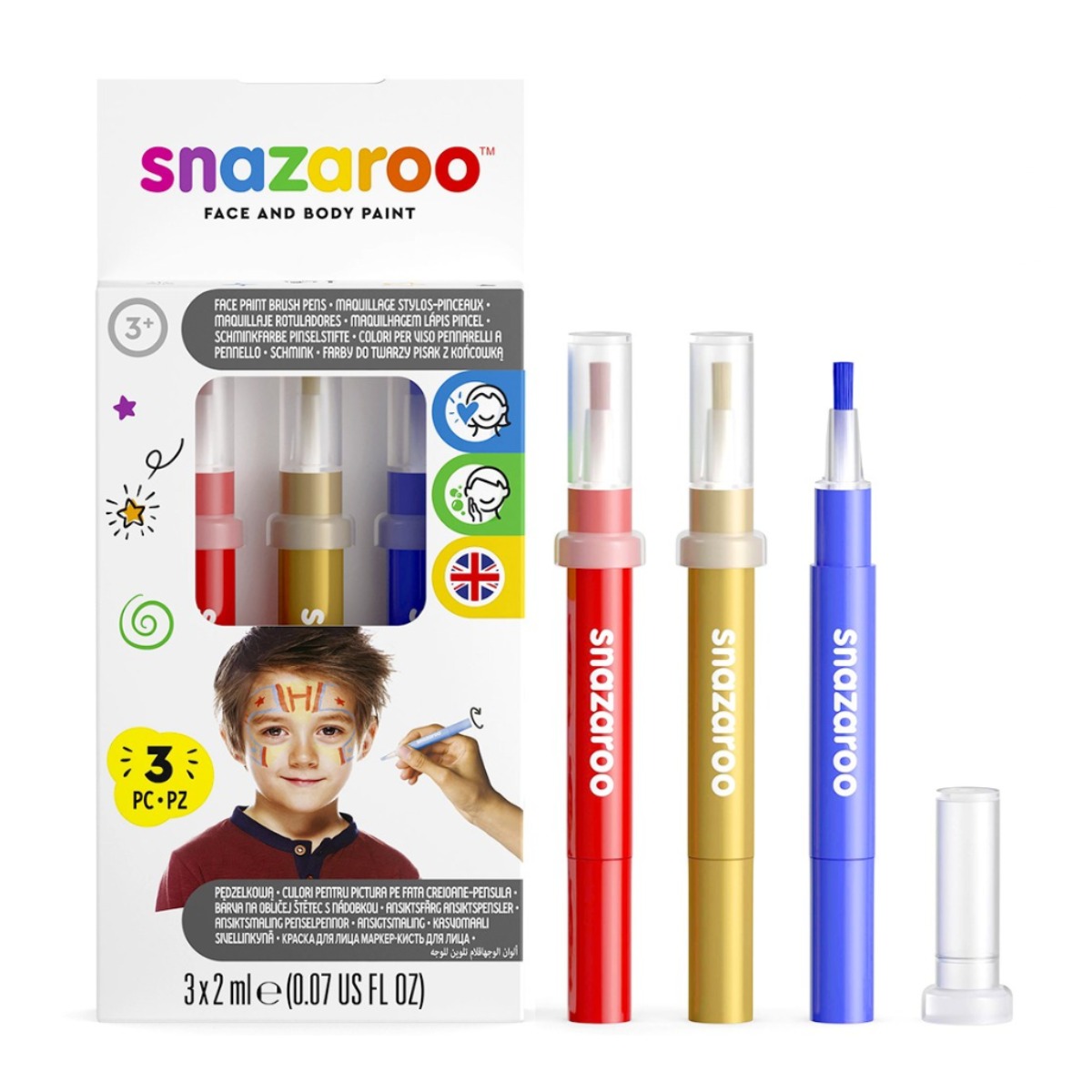 영국 스나자루 페이스 페인팅 브러쉬 펜 - 어드벤쳐/ 어린이날 행사 할로윈 분장 잘지워지는 수성 붓타입, 1개 18,000원