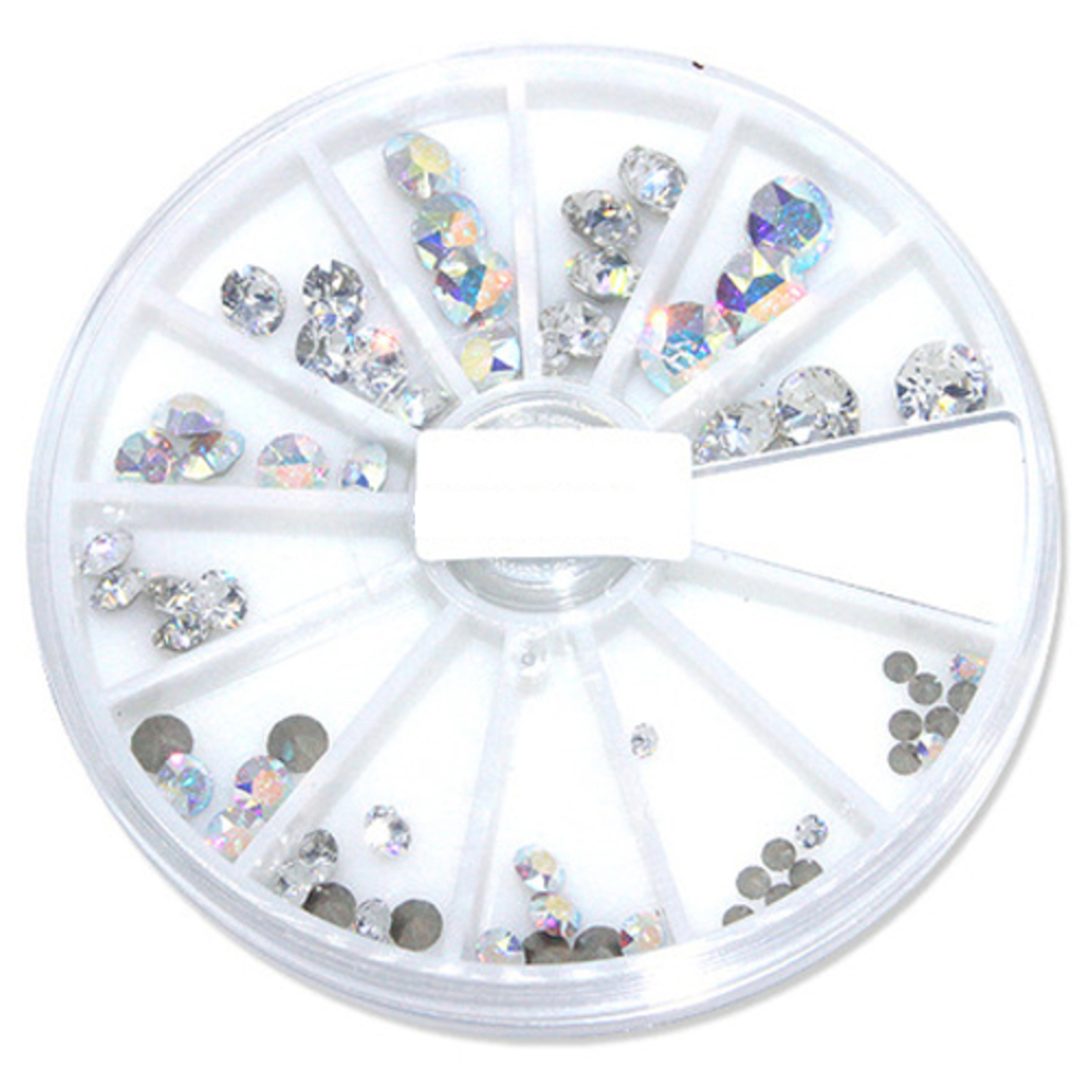 스와로브스키 Round v컷 크리스탈&AB 네일 스톤 세트, 혼합 색상, 1개 16,000원