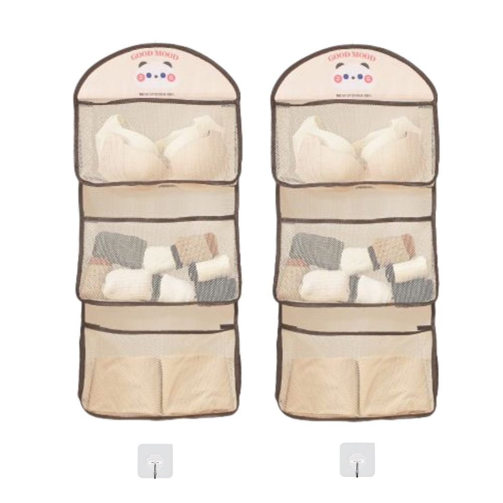 살림코드 걸이형 매쉬파우치 3단 1+1 정리 주머니 무타공 고리, 1세트, 3단 2p+무타공고리 14,900원