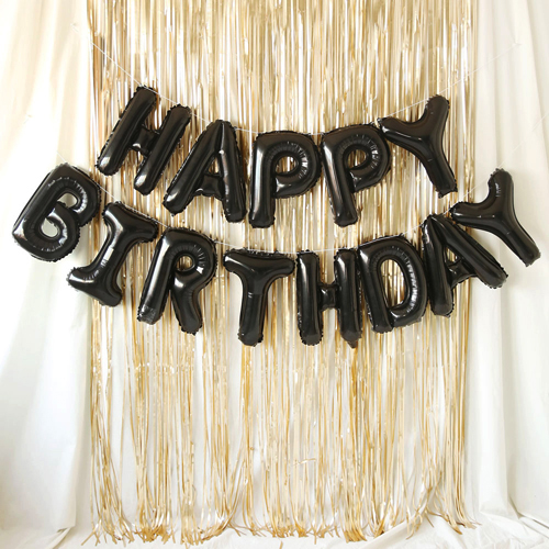 HAPPY BIRTHDAY 은박풍선 커튼 세트, 블랙, 1세트 11,390원