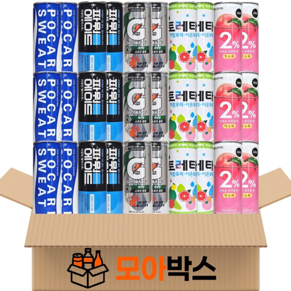 [모아박스] BEST 인기 이온음료 캔음료수 음료 5종 30캔, 1세트, 240ml 27,900원