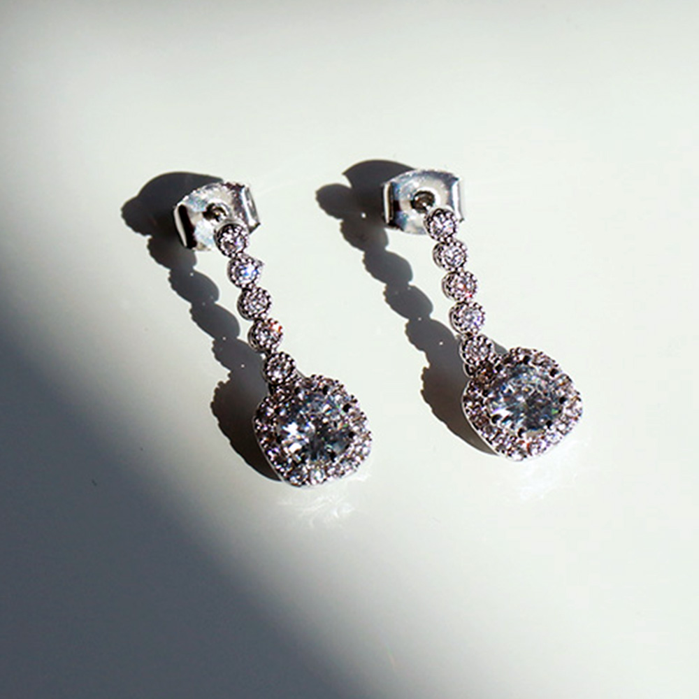 샌프란제이 실버925 은침프리미엄 큐빅 스몰 포인트 드롭 귀걸이 14k 도금 35,000원