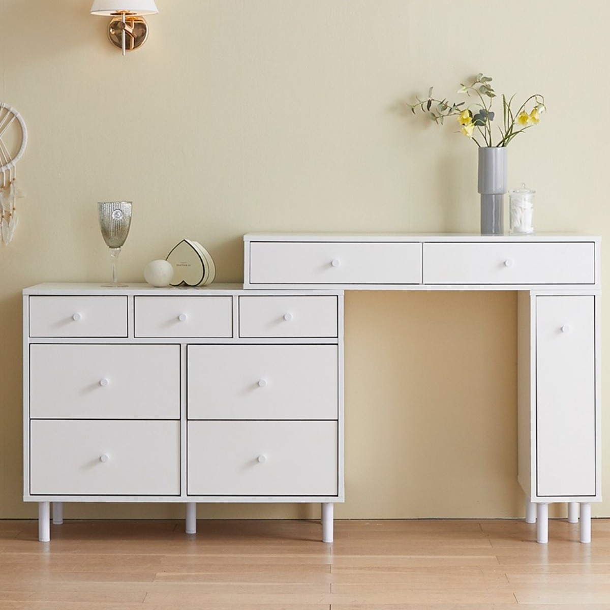 보루네오 엘리브 화이트니스 3단 7칸 화이트 수납 화장대 pn355-1 229,000원