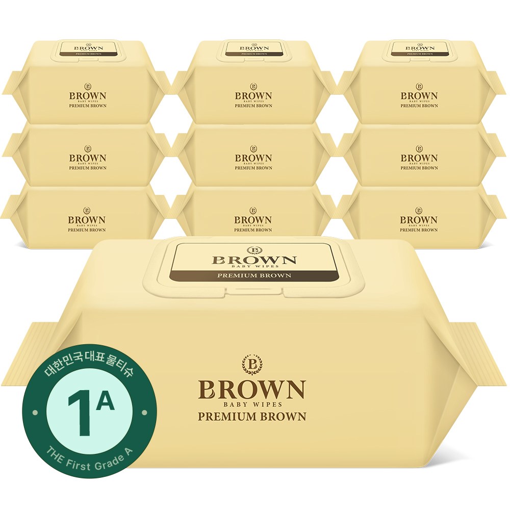 프리미엄 브라운 아기물티슈 70매 캡형 10팩 80g 고평량 20,900원