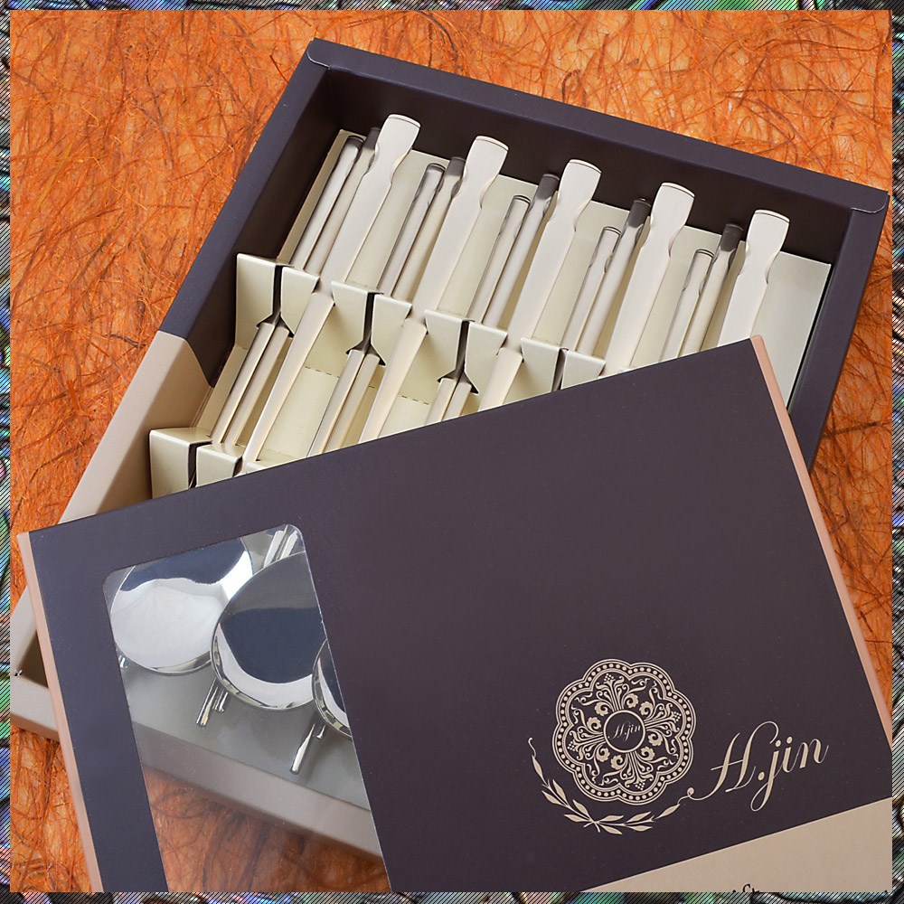 [H.jin 딤플민무늬 티타늄수저 5벌세트] 각인수저 가족숟가락 한식기세트 추석 설 명절 손님수저 제사용수저 심플한디자인 소규모돌잔치답례품 가족친지모임, 1개 49,000원