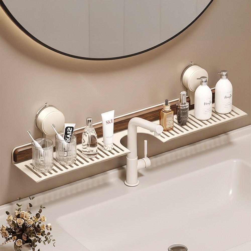 럭스올리브 알루미늄 고급 무타공 흡착식 인테리어 엔틱 욕실 선반, 화이트 33,000원