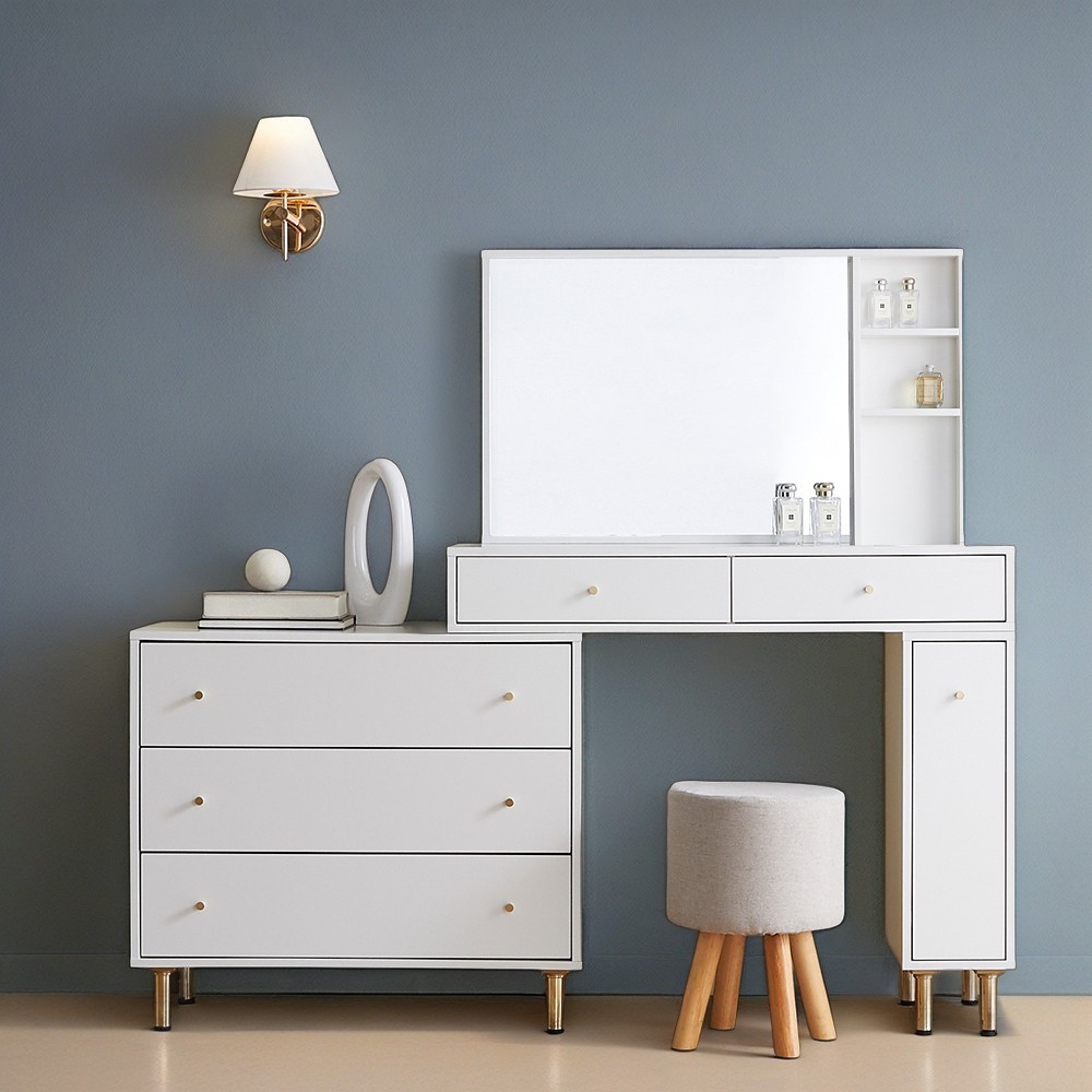 보루네오 엘리브 골드니스 3단 3칸 화장대 수납거울 pn813-1, 화이트 198,000원