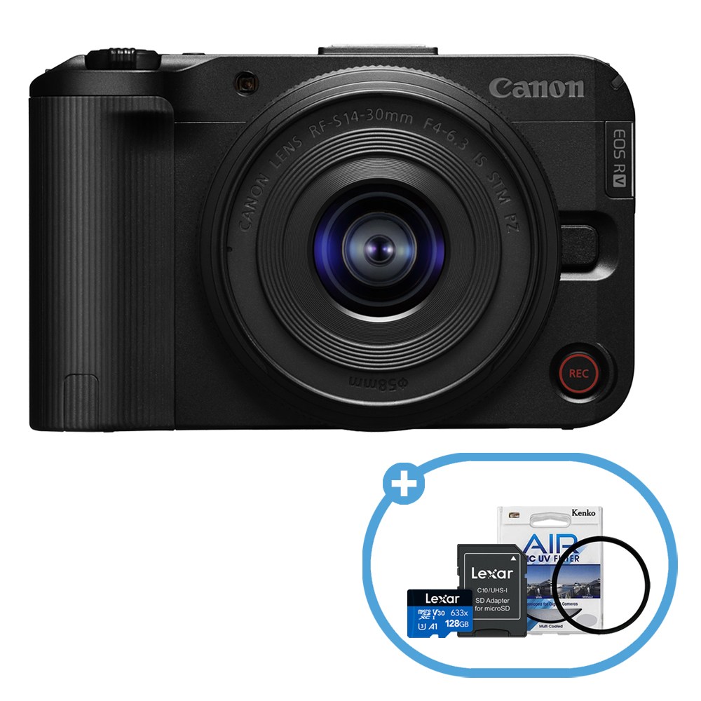 캐논코리아 정품 EOS R50 V 14-30 KIT 블랙 + 128GB + 겐코 Air MC UV 58mm / 크리에이터, 스트리밍, 브이로그 카메라 1,250,000원