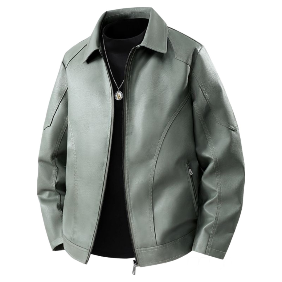 빅사이즈 남성 라이더 가죽 집업 자켓 남자 비즈니스 카라넥 레더 자켓 점퍼 41,900원