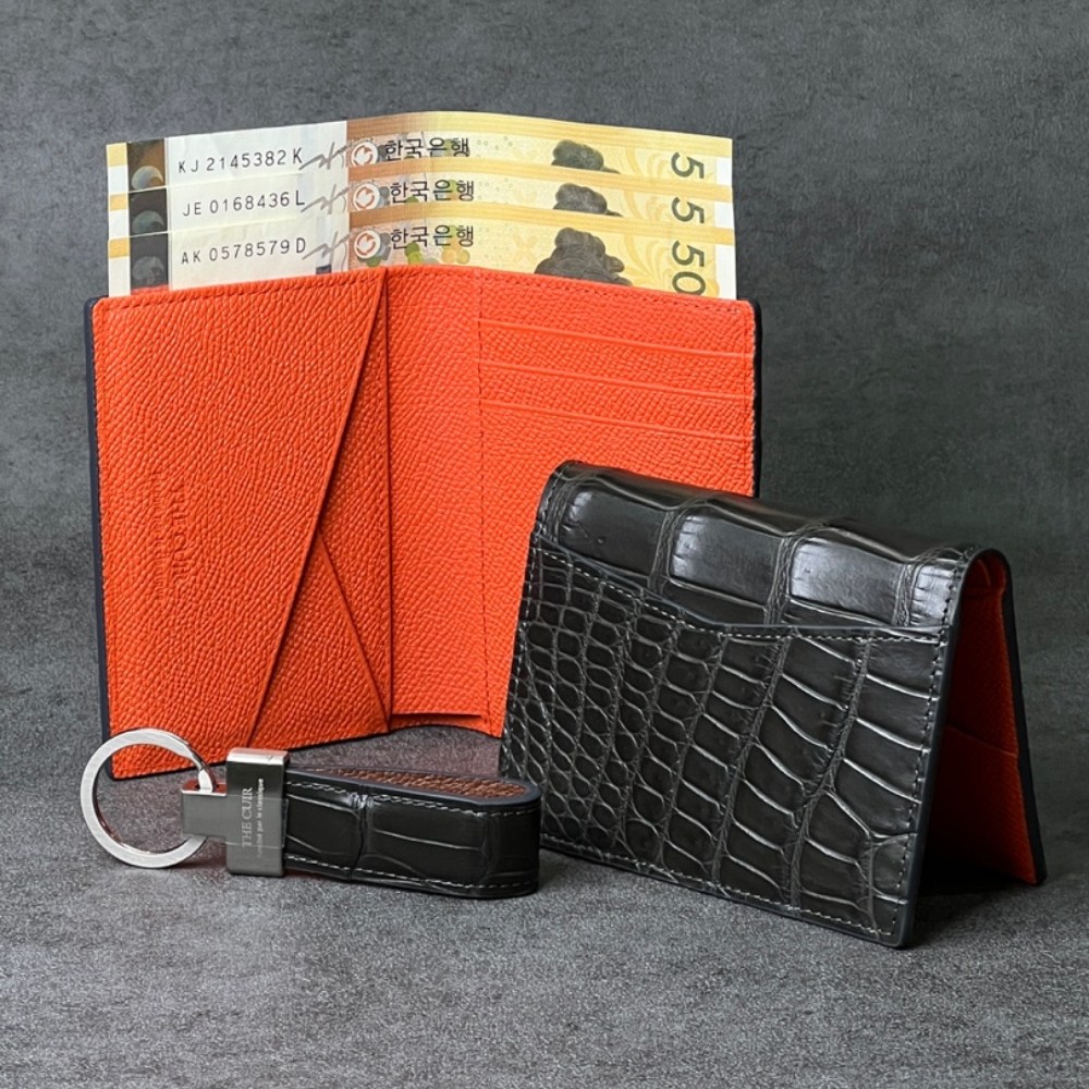 더퀴르 지폐수납 카드지갑 악어가죽 명품 포켓 오거나이저 남자 명함지갑 남성 선물 218,000원