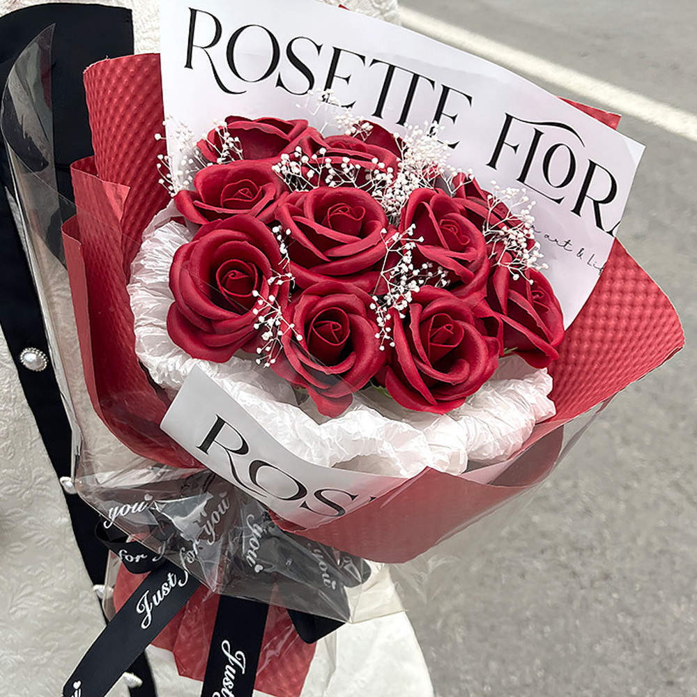 로즈데이 비누꽃 꽃다발 + 쇼핑백 세트, 1세트 23,000원