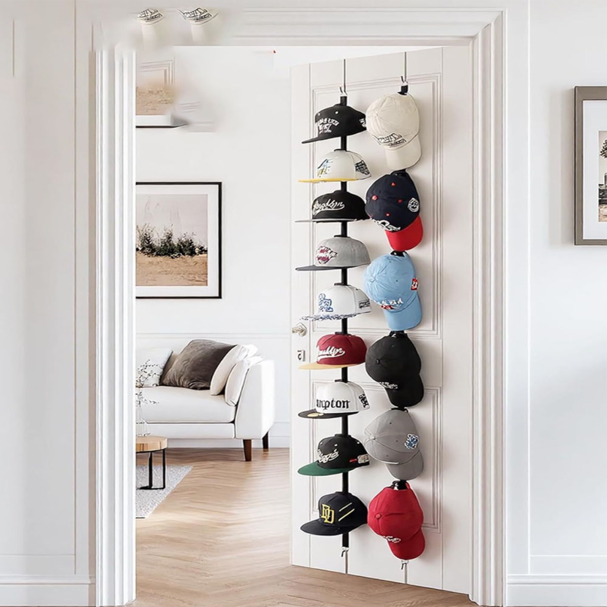 VIX Group 현관 문후 모자걸이 벽걸이 도어행거 후크고리 간편설치 옷걸이 다용도 무타공 야구모자 가방 마스크 수납, 블랙, 1개 11,980원