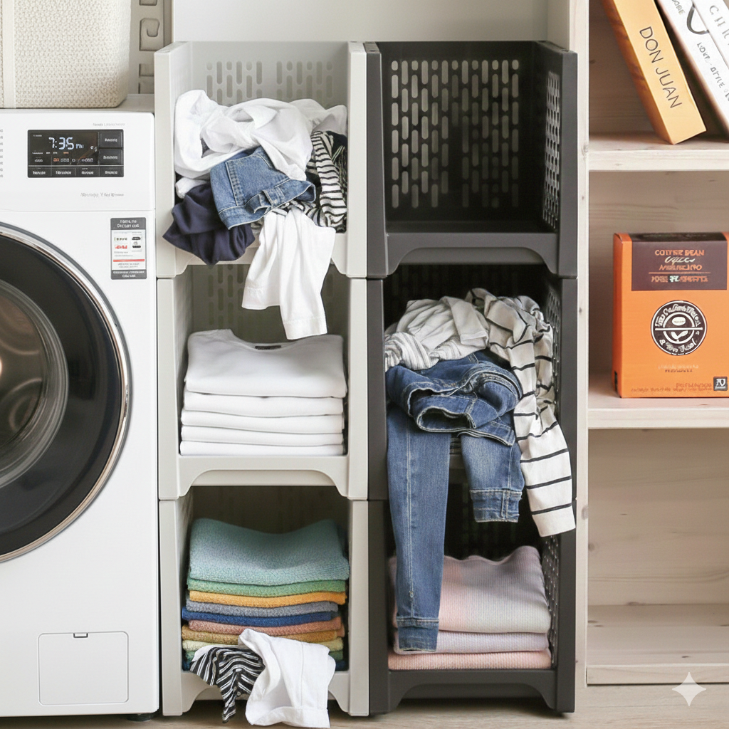 매니픽 세탁실 틈새 빨래바구니 메쉬 플라스틱 수납 3단 29,500원