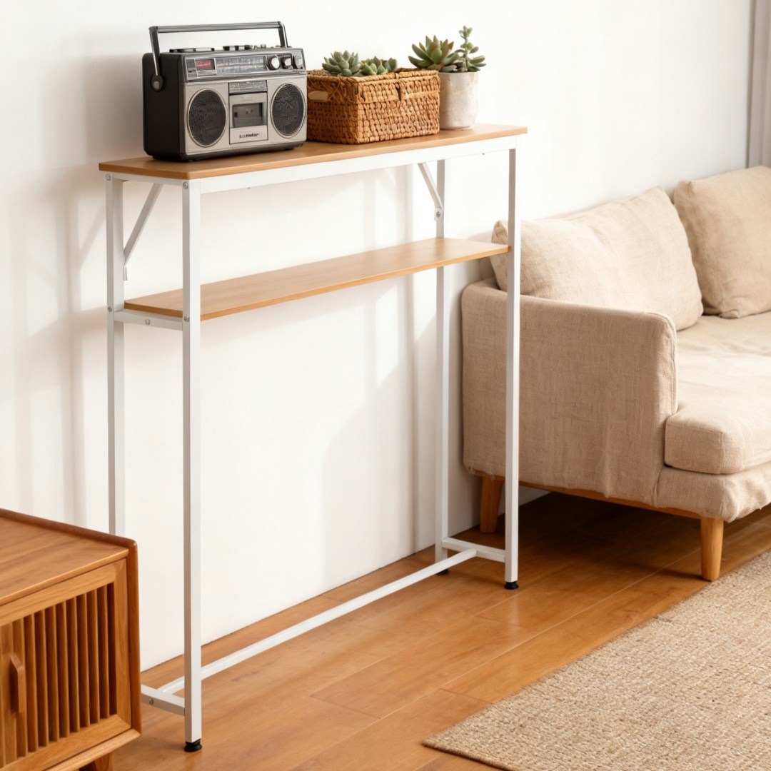 SAIVEINA 좁은 공간 이용가능한 슬림 테이블 소파 및 침대 틈새 수납정리 스탠드 침실 거실 로비 복도 선반 수납장 2단 화장품 피큐어 책 정리 선반, 브라운 48,900원