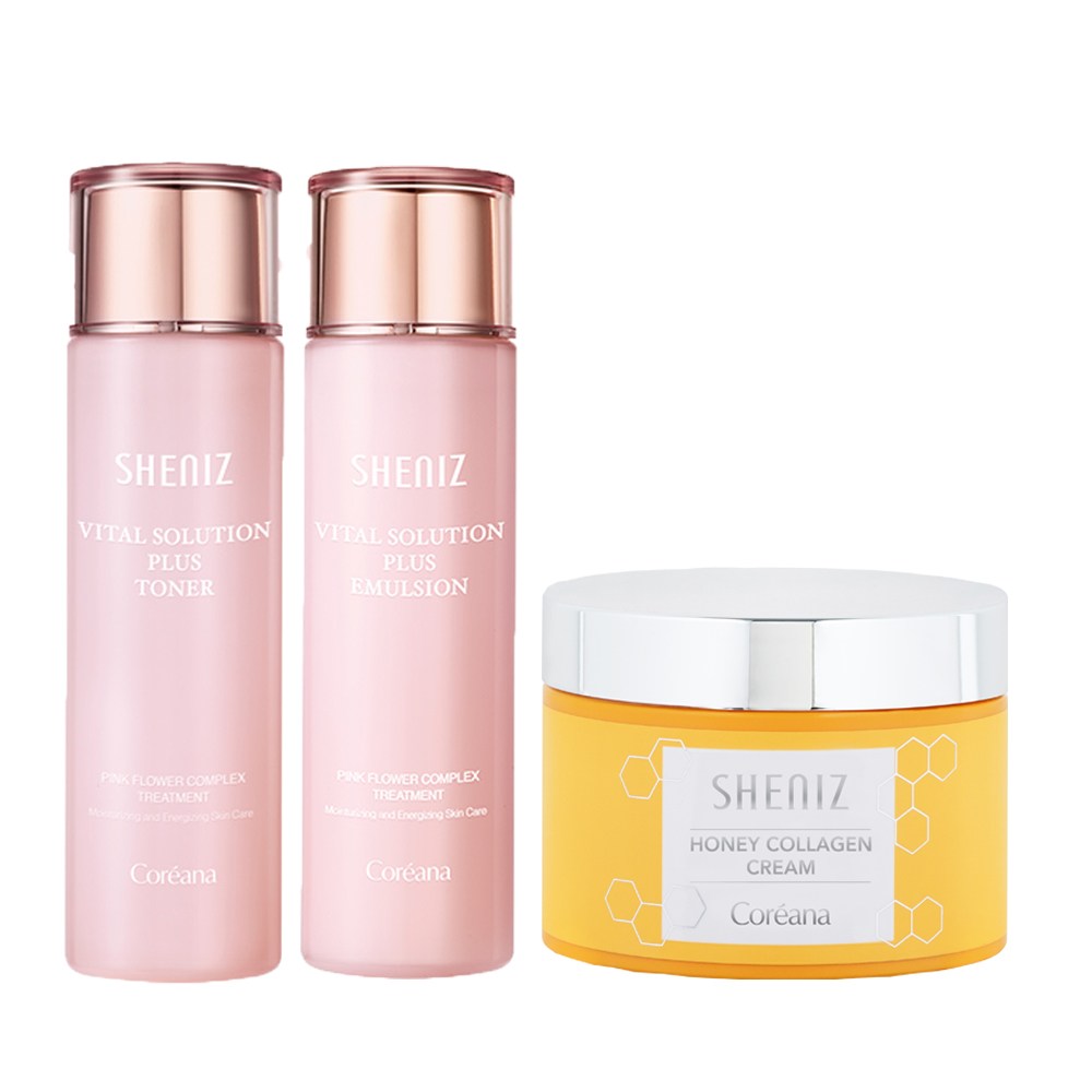 [탄력 고보습}코리아나 쉬니즈 바이탈 스킨 토너 150ml+에멀젼 150ml+고보습 콜라겐 크림 100ml(3종), 1개 33,900원