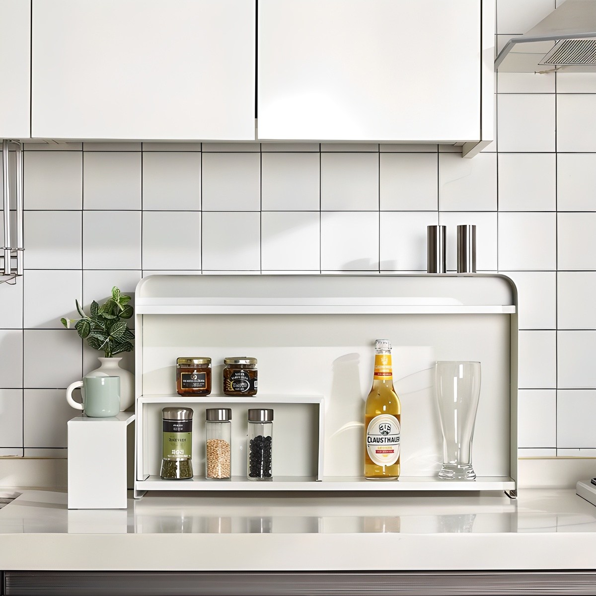 나인홈 화이트 슬림 수납장 철제 슬라이드 틈새 수납 부엌 식탁 양념통 조미료 선반 정리함 L, 1개, 화이트 69,000원