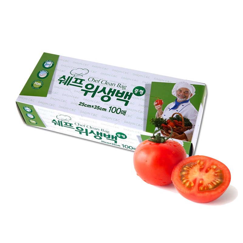 쉐프 위생백 주방 비닐 (25*35)중형 100매 (50개)한박스 89,000원