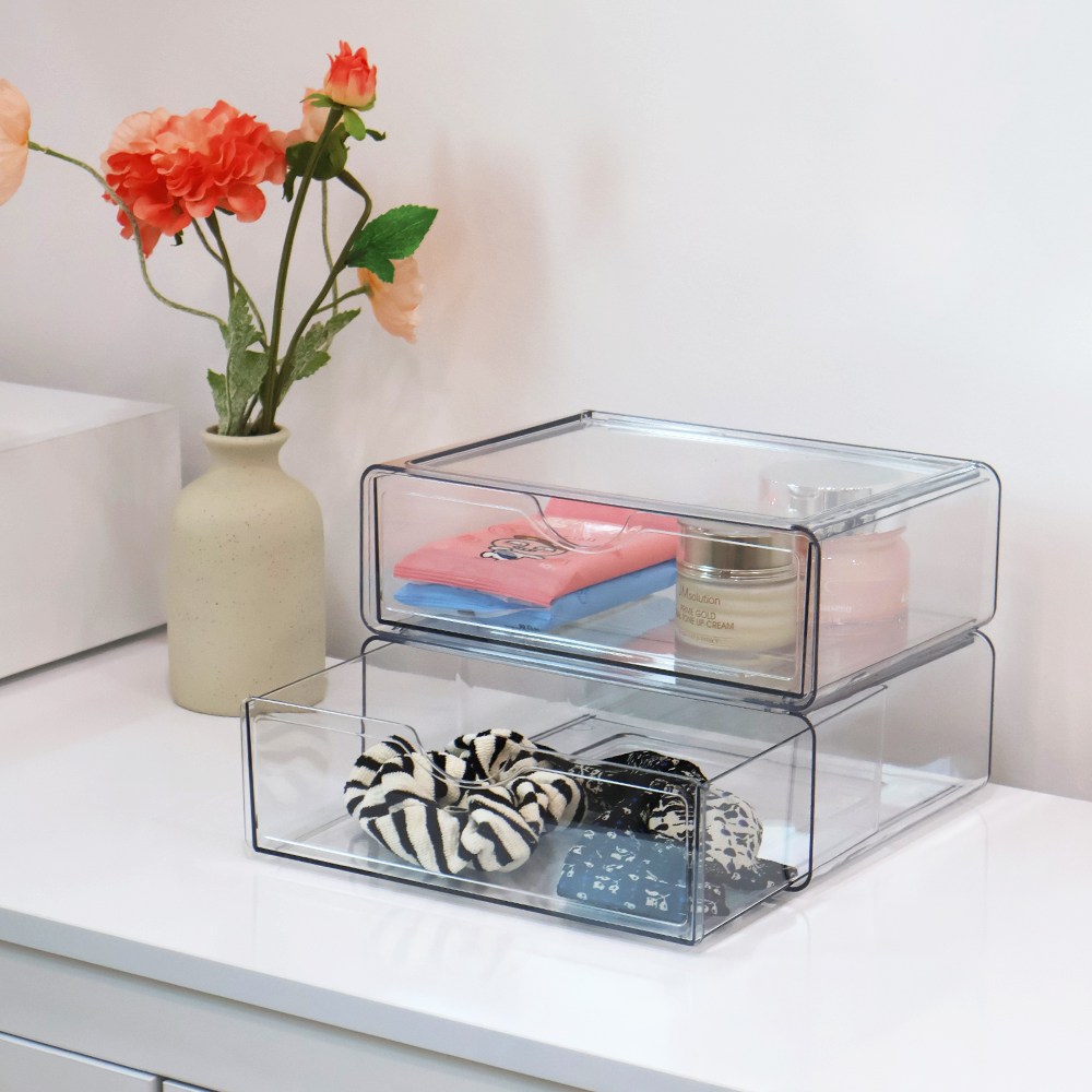 이지유 투명 아크릴 화장품 정리함 소품 수납 립스틱 서랍식 보관, 1개, 투명 서랍 보관함 와이드형 13,900원