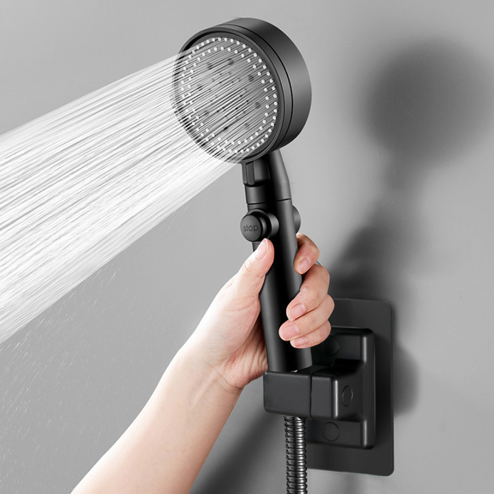 5단 물살 모던블랙 샤워기+샤워호스+각도조절 거치대 14,900원