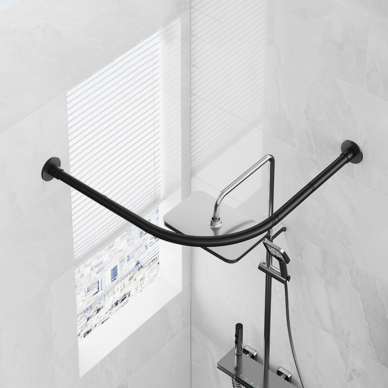 스테이 무타공 욕실 화장실 코너 방수 샤워 커튼봉 압축봉 욕조 커튼 파티션, 스테이-블랙 B타입, 1개 39,900원