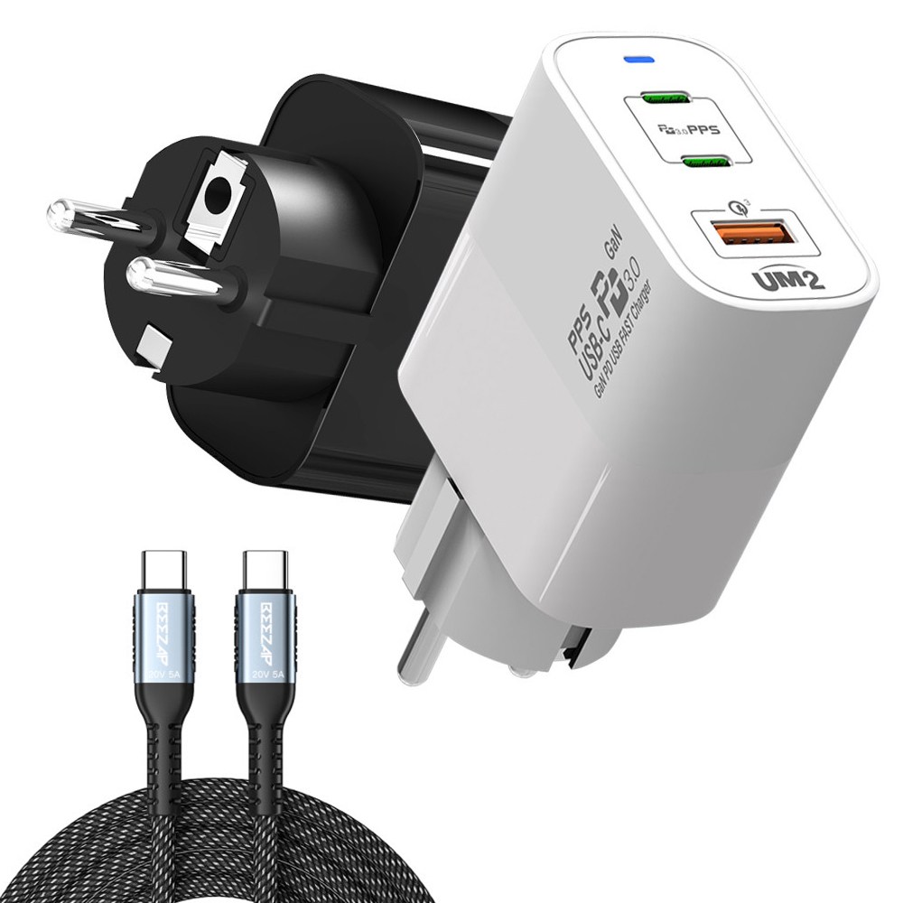 유엠투 79PDGAN 65W 3포트 PD PPS 멀티 고속충전기 + C to C 100W 케이블 세트 49,800원