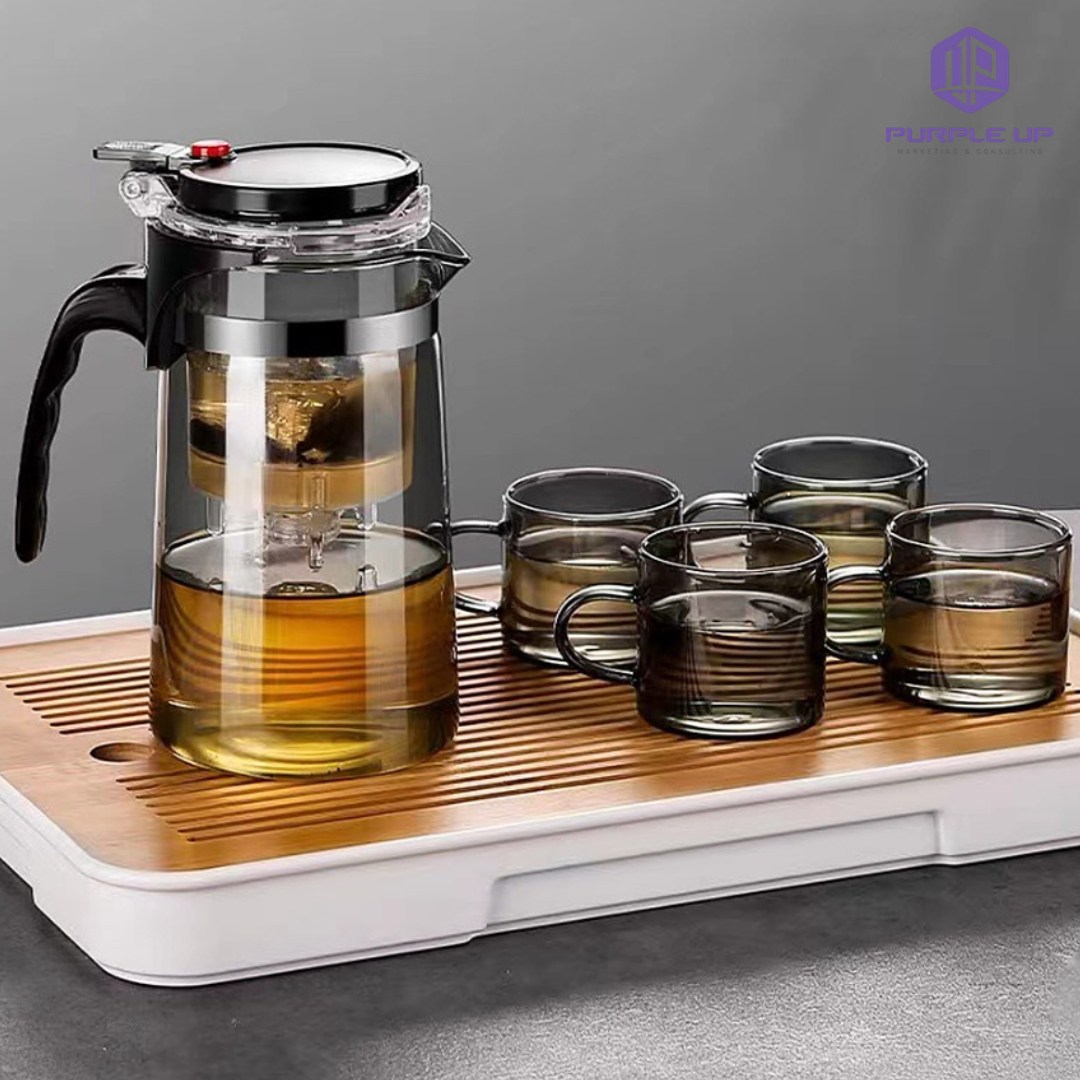 퍼플업 홍차주전자 차주전자 내열유리포트 찻잔세트 500ml/4인 투명블랙 25,920원