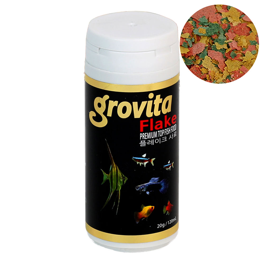 [브랜드물멍몰] 후레이크사료 그로비타 플레이크 120ml 구피 및 상층류어종 사료 먹이 밥 얇은입자 부상성 4,200원