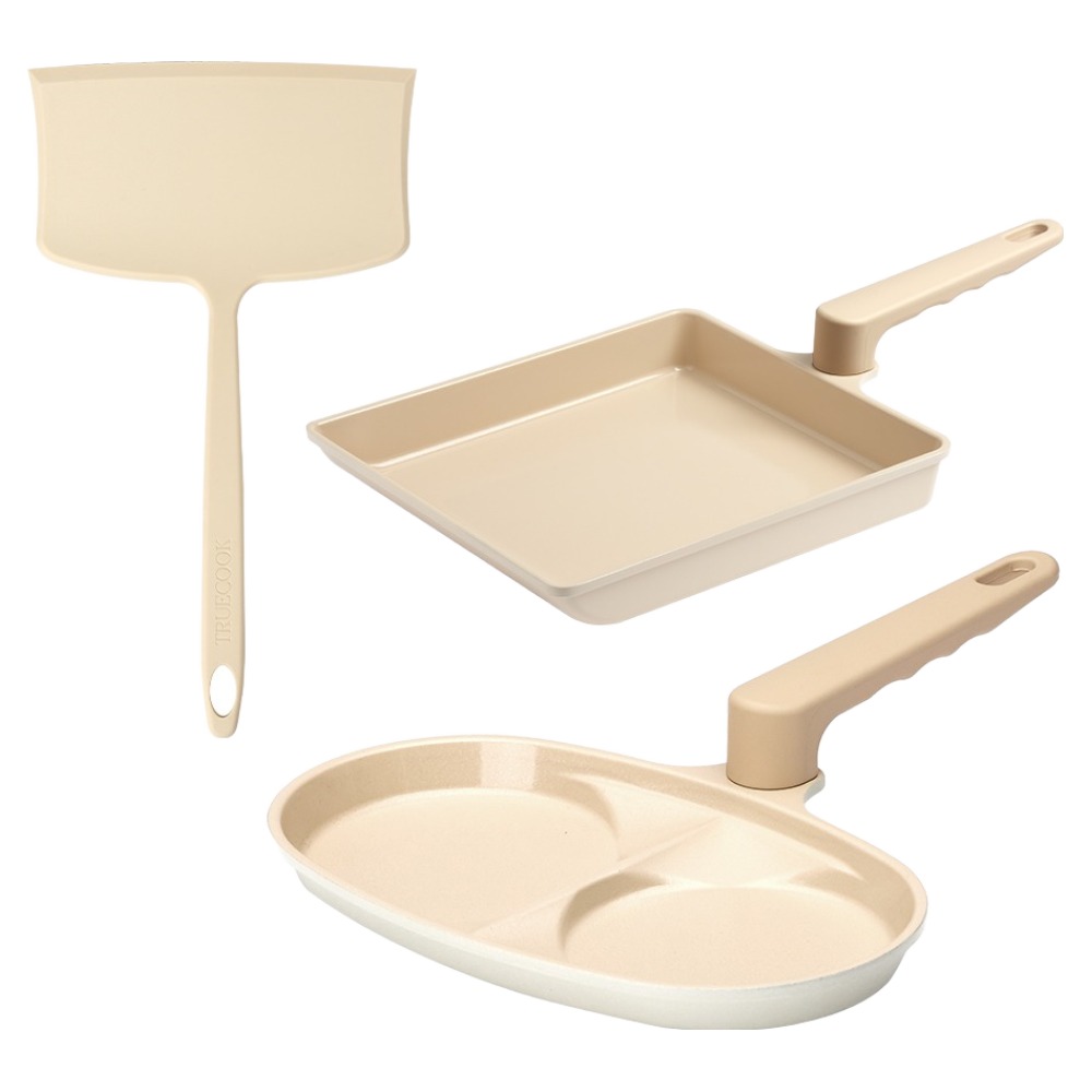 트루쿡 인덕션 IH 대형 계란말이팬 계란 후라이팬 세라믹 2구 에그팬 실리콘 뒤집개 세트 3개, 자이언트 계란말이팬 + 자이언트 뒤집개 + 2구 에그팬, 1세트, 베이지 84,000원