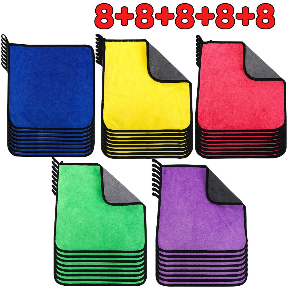 세차타월 세차용 타월과 차량 청소용 천은 얼룩을 남기지 않으며 세차타올 양면으로 도톰한 산호 양털 소재로 제작되었습니다, 40개, 보라색-노란색-파란색-초록색-분홍색 30x60cm 42,990원