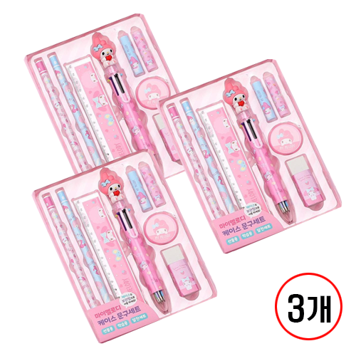 산리오캐릭터즈 케이스 문구세트, 3개, 마이멜로디 30,000원