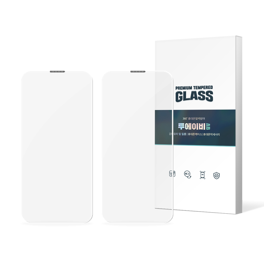 투에이비 테두리 없는 완전 투명한 3D 풀커버 더스크 가드 9H 아이폰 강화유리 2p, 2개 7,900원