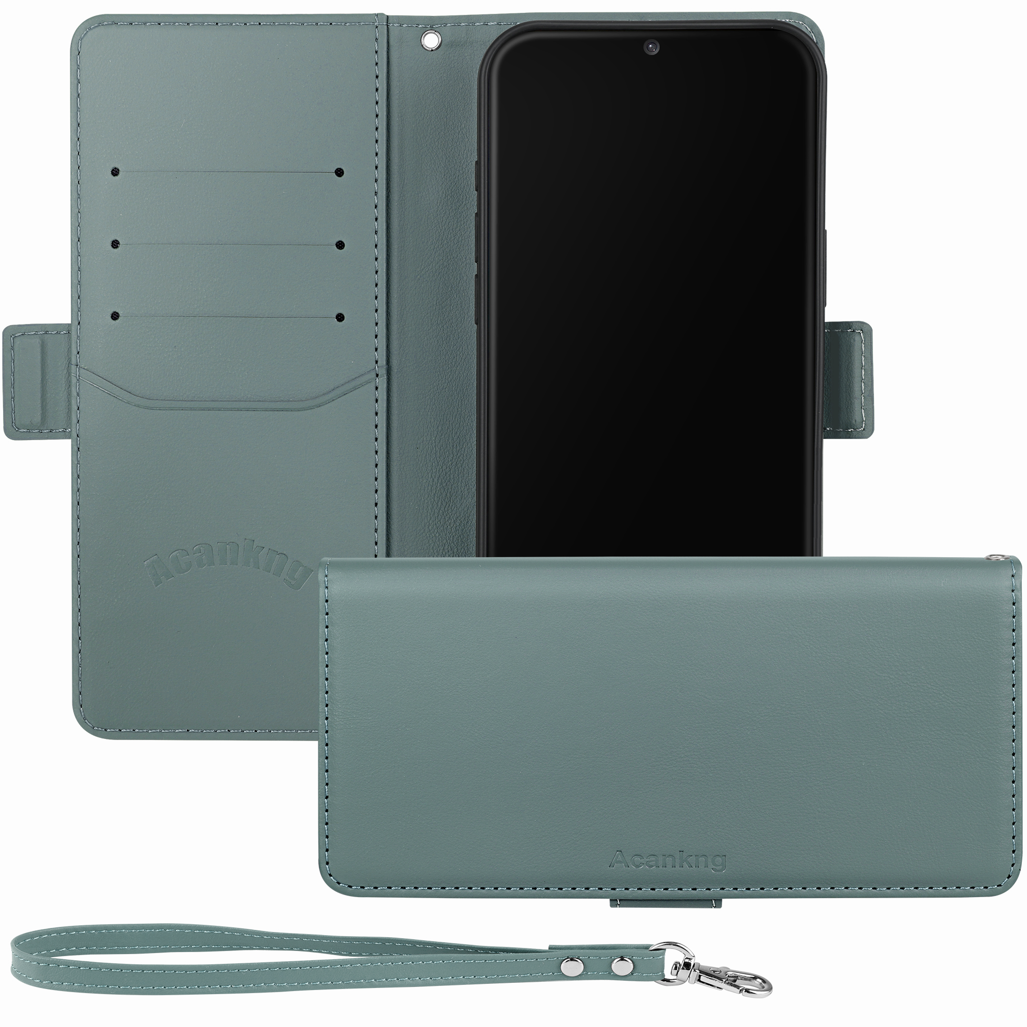 아칸크 갤럭시 S25FE 5G / SM-S731N 지갑형 가죽 카드수납 다이어리 휴대폰리 케이스+핸드 스트랩 세트 13,300원