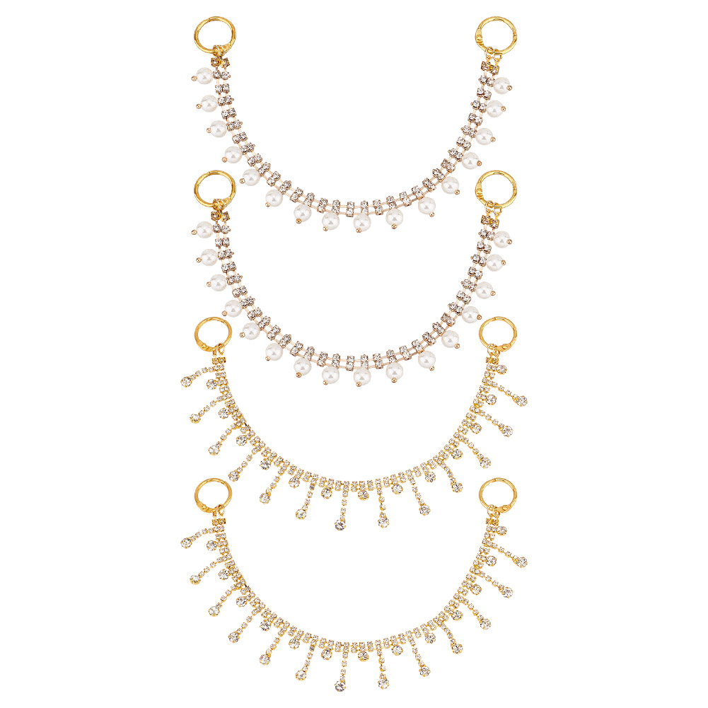 황동 신발 장식 체인 부츠 스트랩 라인스톤과 ABS 모조 진주 골든 27~28cm 4개/세트 14,530원