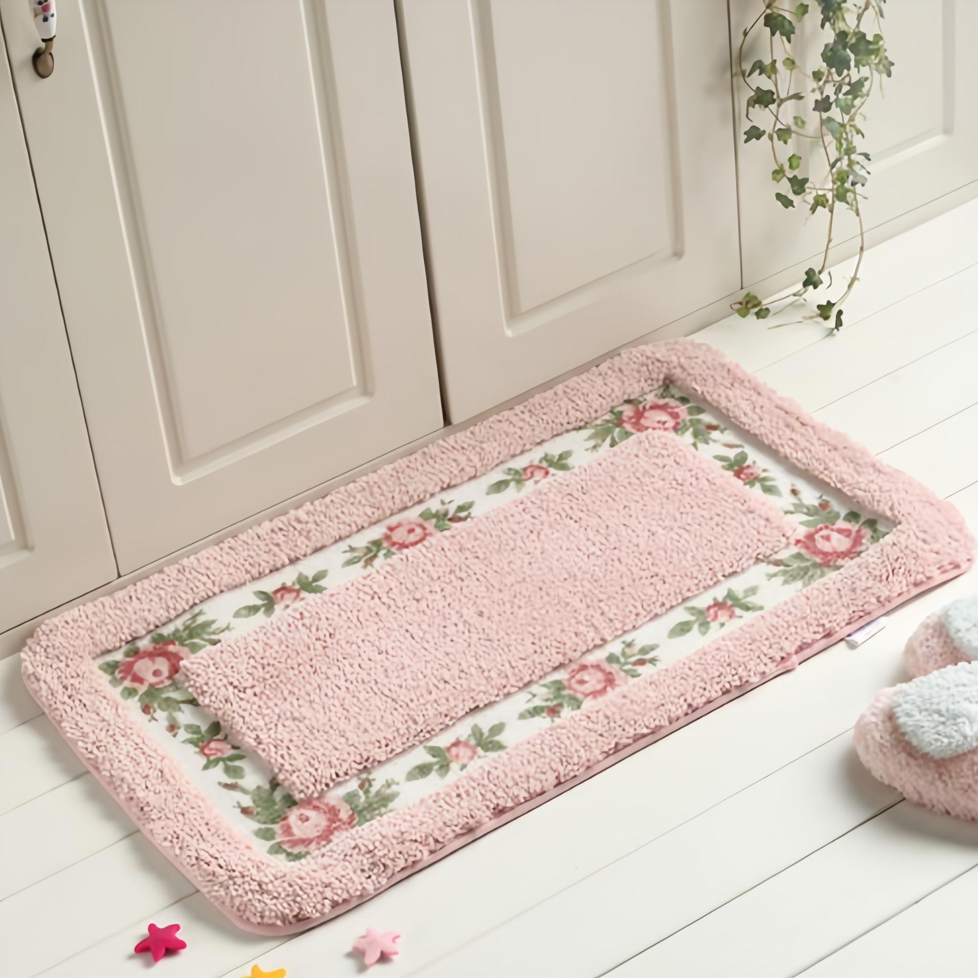 쏘앤영 꽃무늬 테두리 미끄럼 방지 발매트, 핑크 19,130원