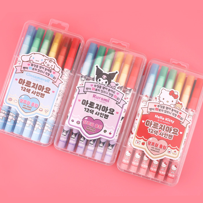 산리오캐릭터즈 마르지마요 사인펜 12색 /노마르지 싸인펜 6,500원
