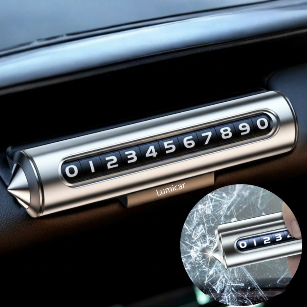 루미카 자동차 비상망치 겸용 주차 전화 번호판, 1개, 실버 9,000원