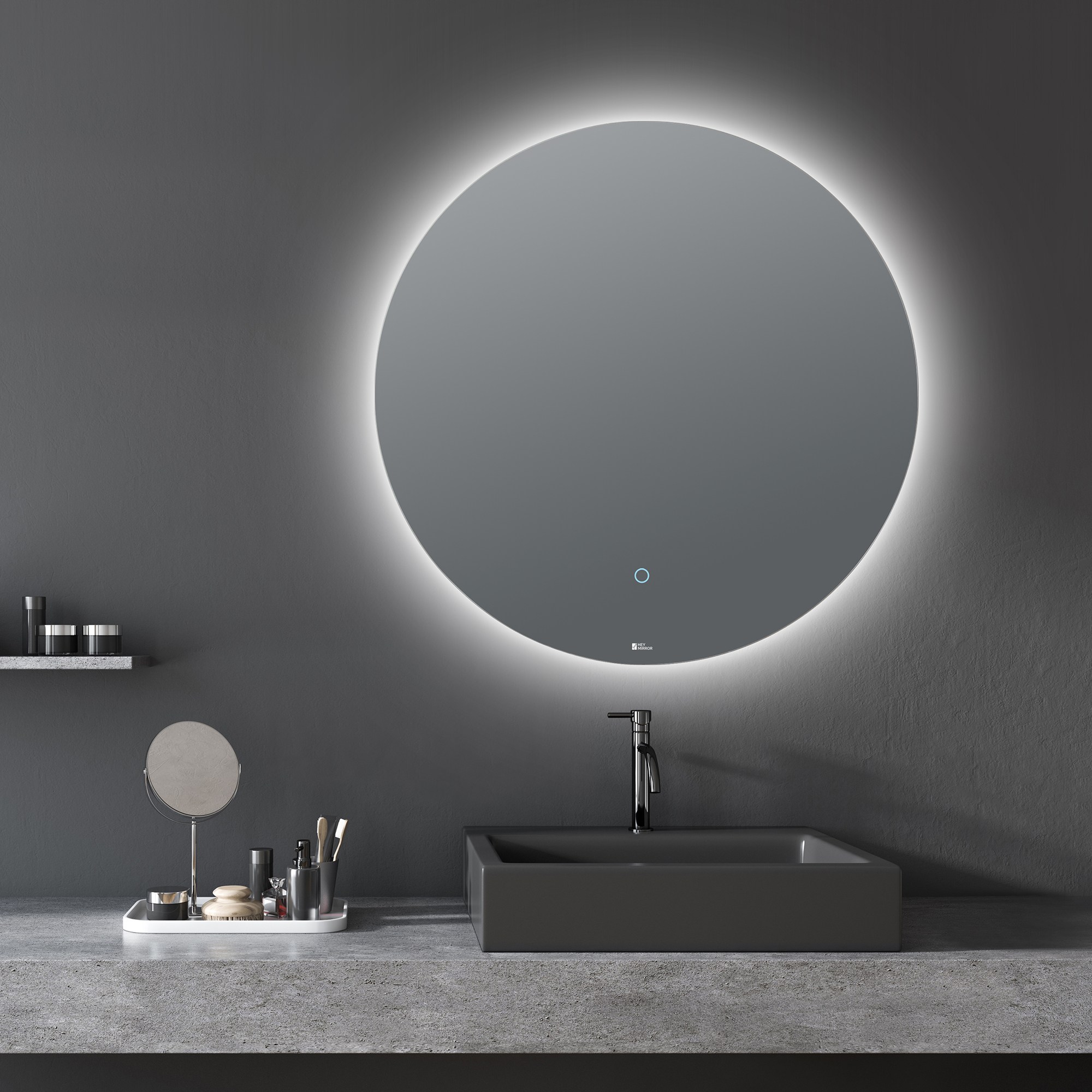 헤이미러 LED 간접 조명 스마트 무프레임 욕실 화장대 터치 거울 원형 129,000원